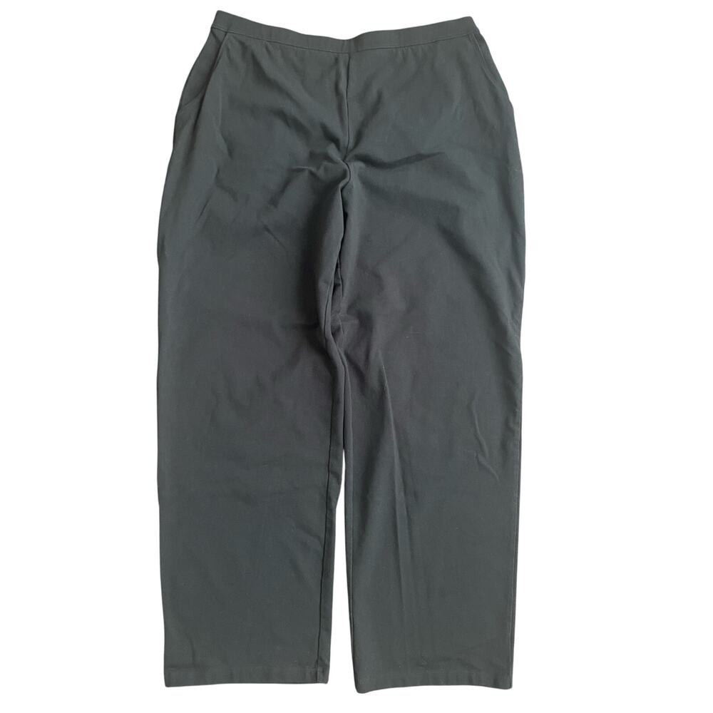 LL Bean Perfect Fit Pants Black Straight Leg Style #252080 Pockets Pull On Sz 1X